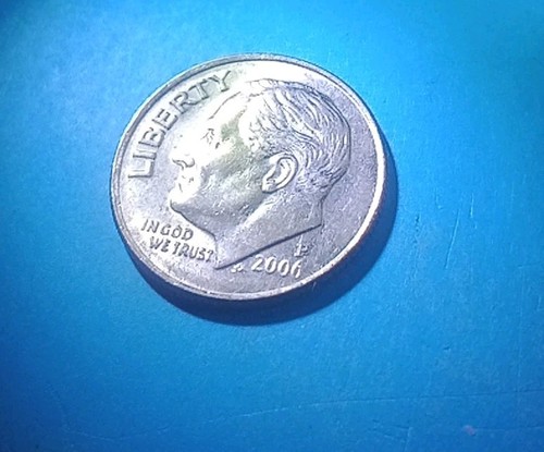 2006 P United States Roosevelt Dime Error Coin DOUBLE PUNCH P CIRCULATED - Picture 3 of 5