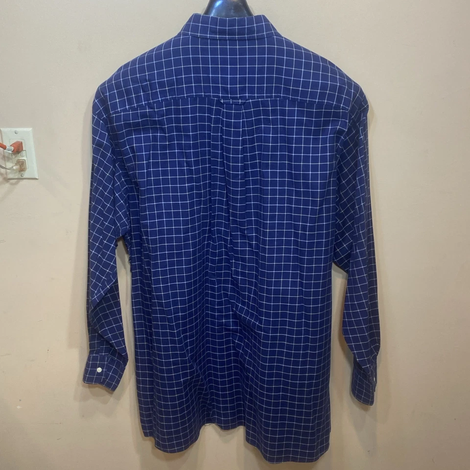 NAUTICA Shirt Men’s 4XLT Button Down 100% Cotton Dark Blue Windowpane Plaid A31 - Image 4 of 4