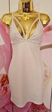 NEW MISSGUIDED WHITE SEXY MIDI SHORT BANDEAU V NECK LADIES DRESS SIZE 8 EU 36