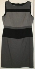 NINE WEST BLACK & GRAY SLEEVELESS DRESS WITH BACK SPLIT-SIZE 14-PRE OWNED
