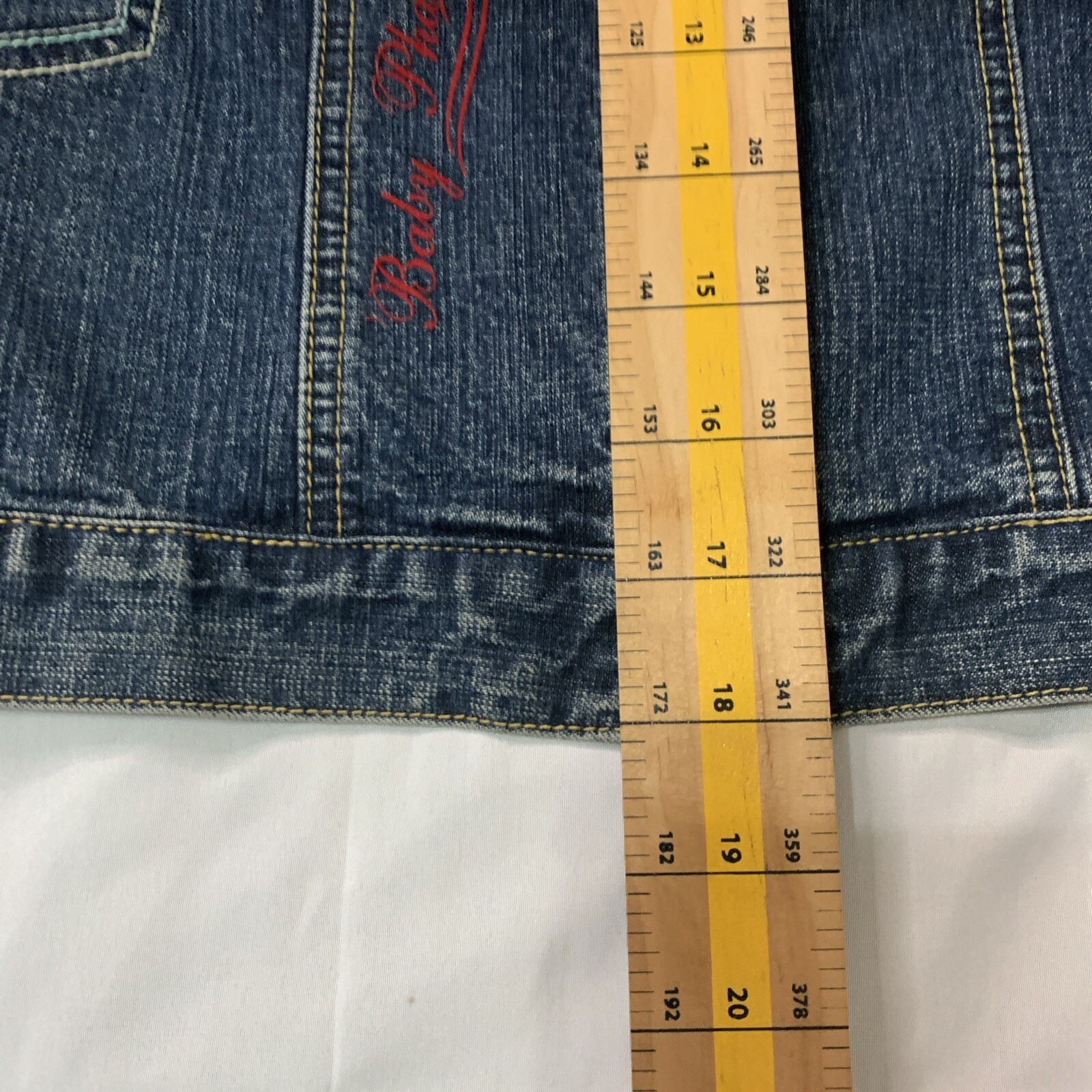 Baby Phat Vintage Y2K Jean Jacket Girls Size 7 Rare Embroiled Logo Front & Back image 3