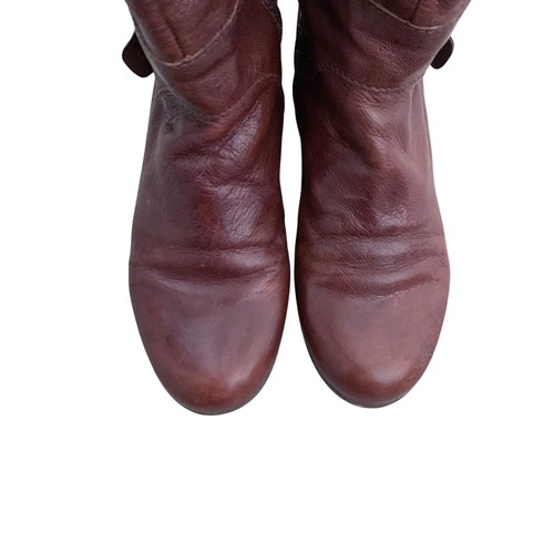 Nine West 7 Oxblood Red Riding Buckle Knee High Boho Hippie Retro Vintage - Picture 5 of 12