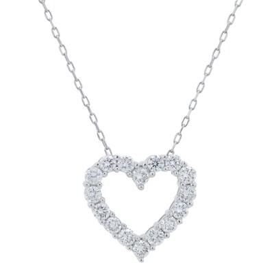 1CT Lab Dimaond Heart Necklace 14k White Gold 