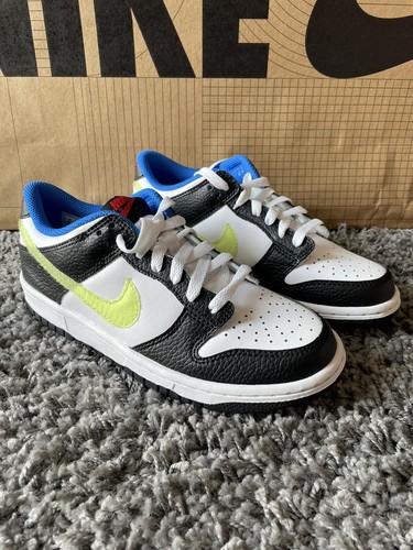 NIKE Dunk Low GS White Lemon Black DQ0977-100 Mens Size 5Y / Womens 6.5 US - NEW | eBay