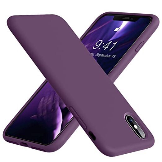 for iPhone X Case, iPhone Xs Case, Soft Silicone Gel Rubber Bumper Case Grape