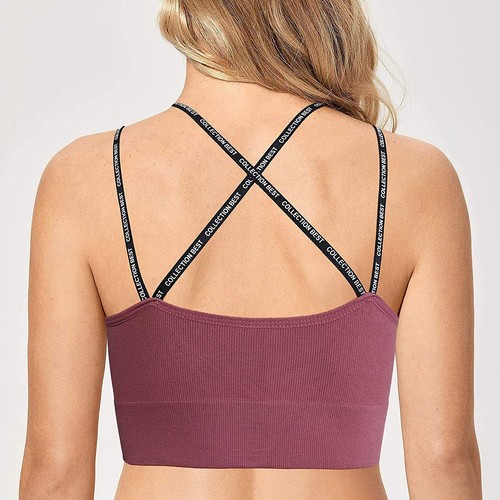 Trifolium V Neck Tube Top Bra Seamless Padded Camisole Bandeau Sports Bra - Picture 24 of 42
