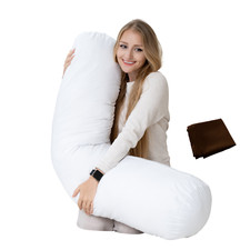 Pillowable -Round body pillow - Cylinder body pillow -Come with Brown pillowcase