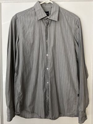 Hugo Boss Slim Fit Gray L/S Button Dress Shirt Men's Medium