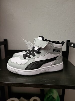 Puma Kids Rebound Joy 374688-19 White Gray Black Sneaker Shoes Size 1C