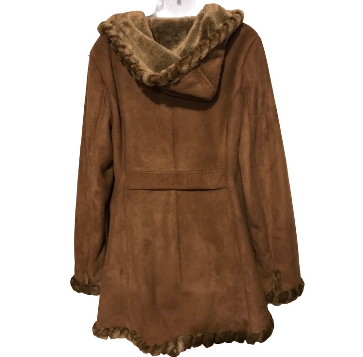 Jones New York Faux Fur Trim Toggle Jacket Hooded Coat Jones New York Faux Fur Trim Toggle Jacket Hooded Coat