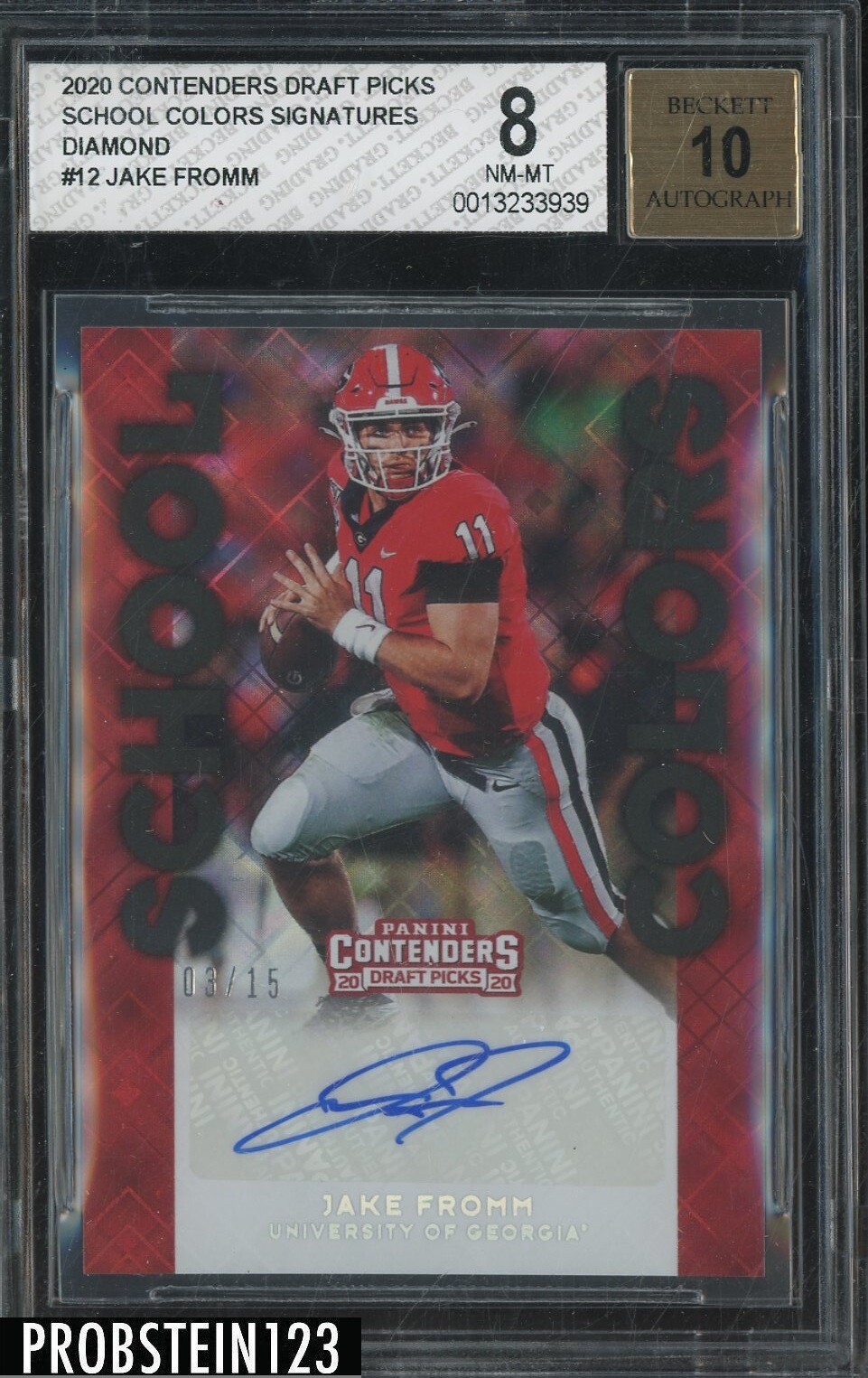 Jake Fromm Panini Contenders Draft Picks School Colors Signatures #12 Diamond