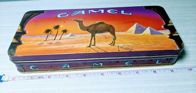 Vintage Camel Cigarette Tin Pyramid Palm Tree dome tower 1993 Purple Hot  Desert