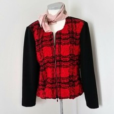 Joseph Ribkoff Ladies Red Tartan Winter Blazer Jacket Uk 16 18