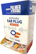 Palmer Safety Earplugs 100 Pairs-32db Noise Cancelling Soft Disposable Corded