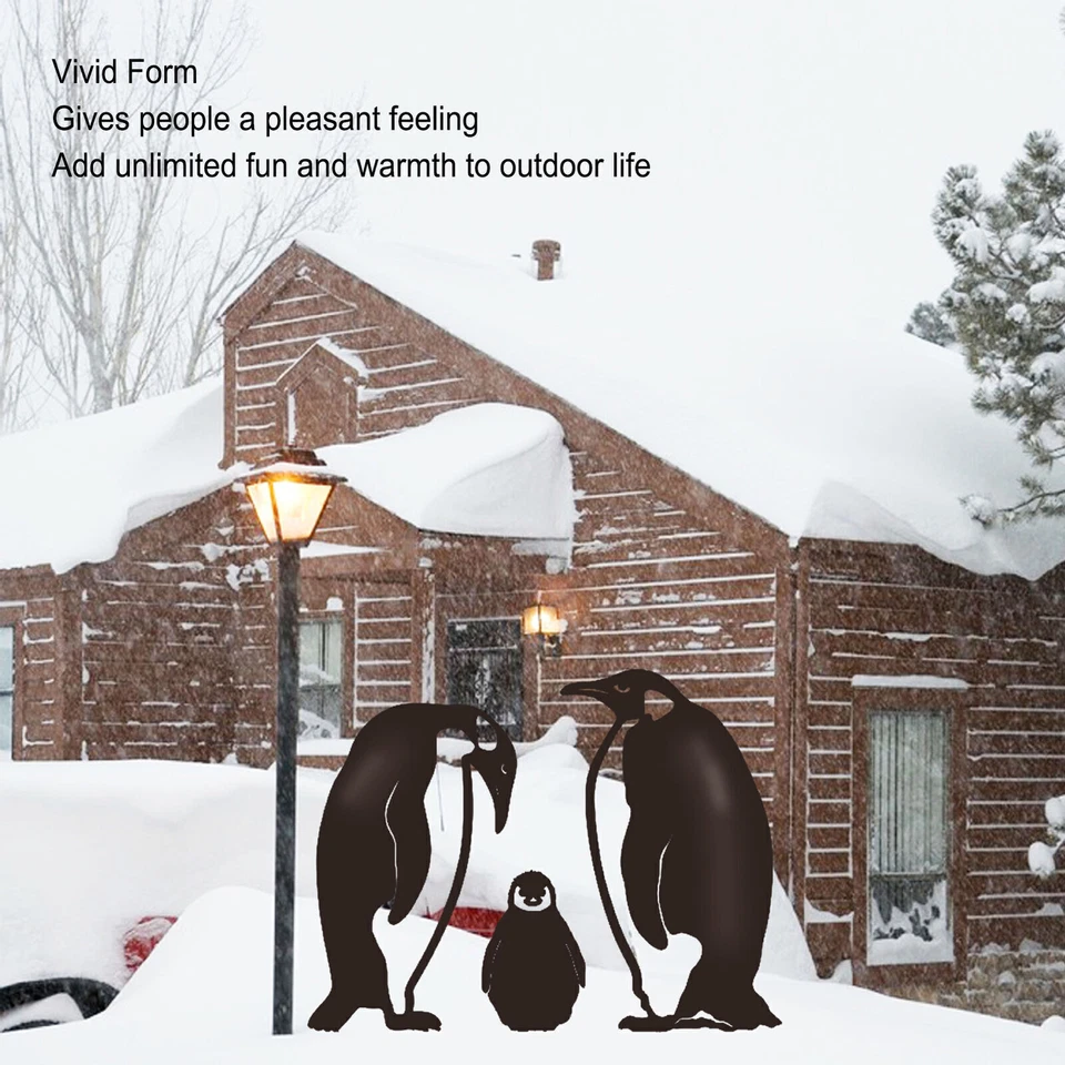 Estaca Familia Pingüino Estaca Simulación Vivo Hueco Hierro Animal Estaca Foto 4 de 4