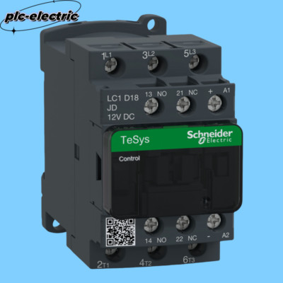 LC1D18JD NEW Schneider 18A, 10HP at 480VAC, 3 phase, 3 NO, 12VDC coil,