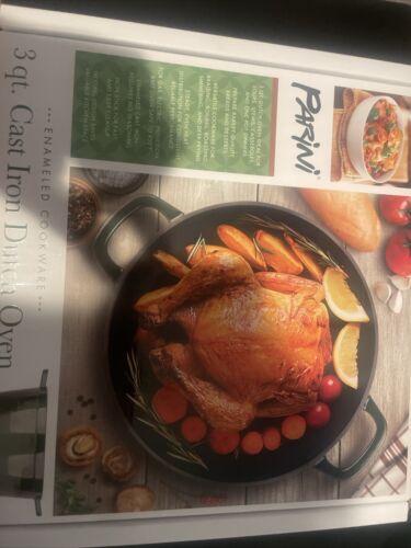 Parini 3 Qt. Cast Iron Dutch Oven Enameled Cookware Non-Stick New in Box