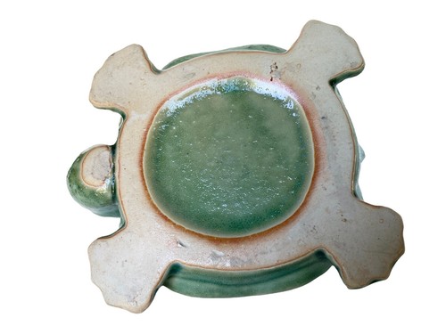 Vintage Ceramic Turtle Planter Succulent Planter 6” X 4.5” Jade Green - Picture 5 of 8