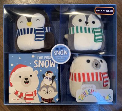 The First Snow Squishmallows Exclusive Box SET W/ Book Penguin Fox Polar XMAS