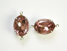 18x13mm Faceted Smokey Light Amethyst Stones 2 Loop Silver Setting