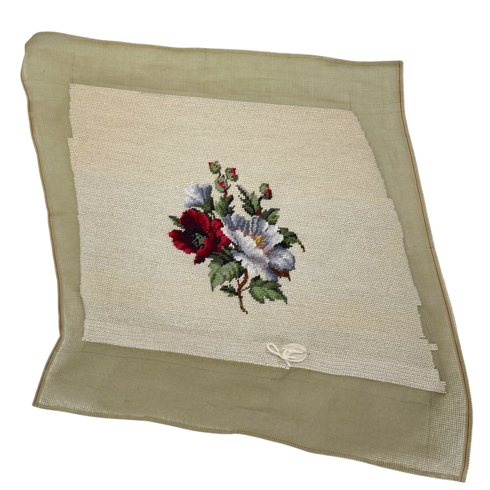 Floral Needlepoint Seat Chair Covers Completed Tapestry Canvas Dexters 3502994 - Image 2 of 4