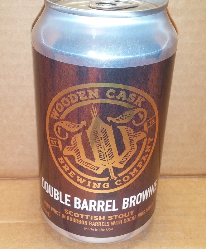 Double Barrel Brownie BBA Stout 12 oz beer can Wooden Cask, Newport, KY - EMPTY