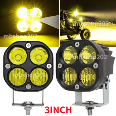 Pair 3'' LED Driving Light Combo Pods Fog Lamps Fit for Peterbilt Mack Semi Truck