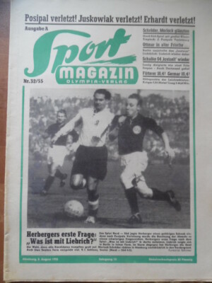 SPORT MAGAZIN KICKER 32A - 2.8. 1955 * Uwe Seeler Schlienz KSC-RW Essen 2:2