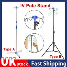Portable IV Pole Drip Bag Stand Intravenous Foldable Pole Stand Silver/Black GL