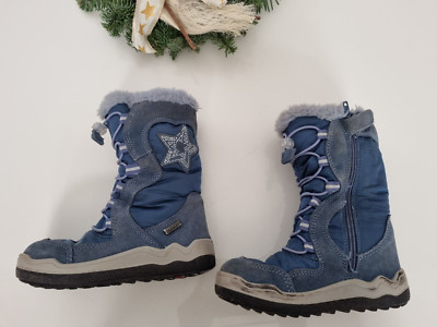 BAMA, Mädchen Winterstiefel, Gr. 28, Stiefel blau mit Leder Elementen, gefüttert