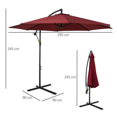 OMBRELLONE IMPERMEABILE STRUTTURA IN ACCIAIO CON MANOVELLA 300 X 250 ROSSO SCURO - Foto 3 di 8