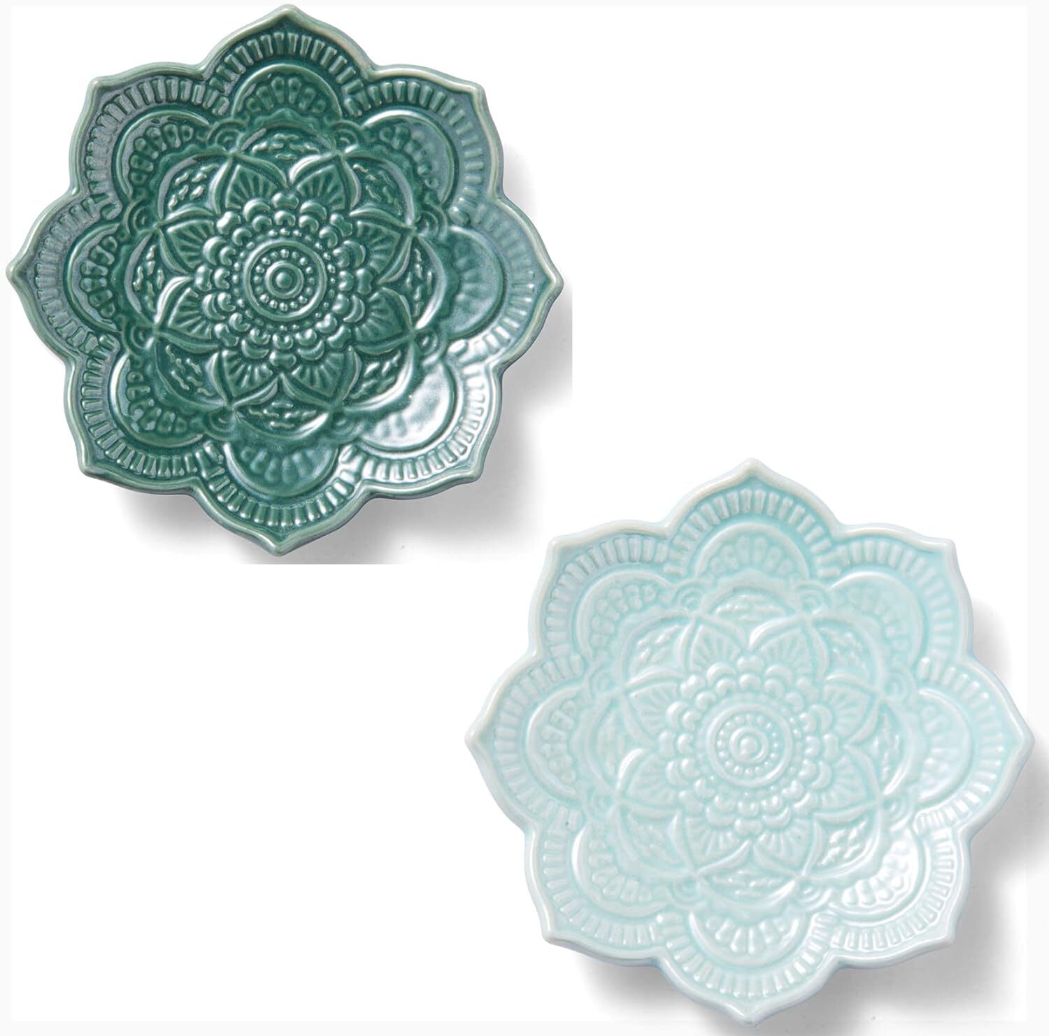 Boho Ring Dish Small Jewelry Dish Ceramic Trinket Tray Crystal Holder 2 Set of B