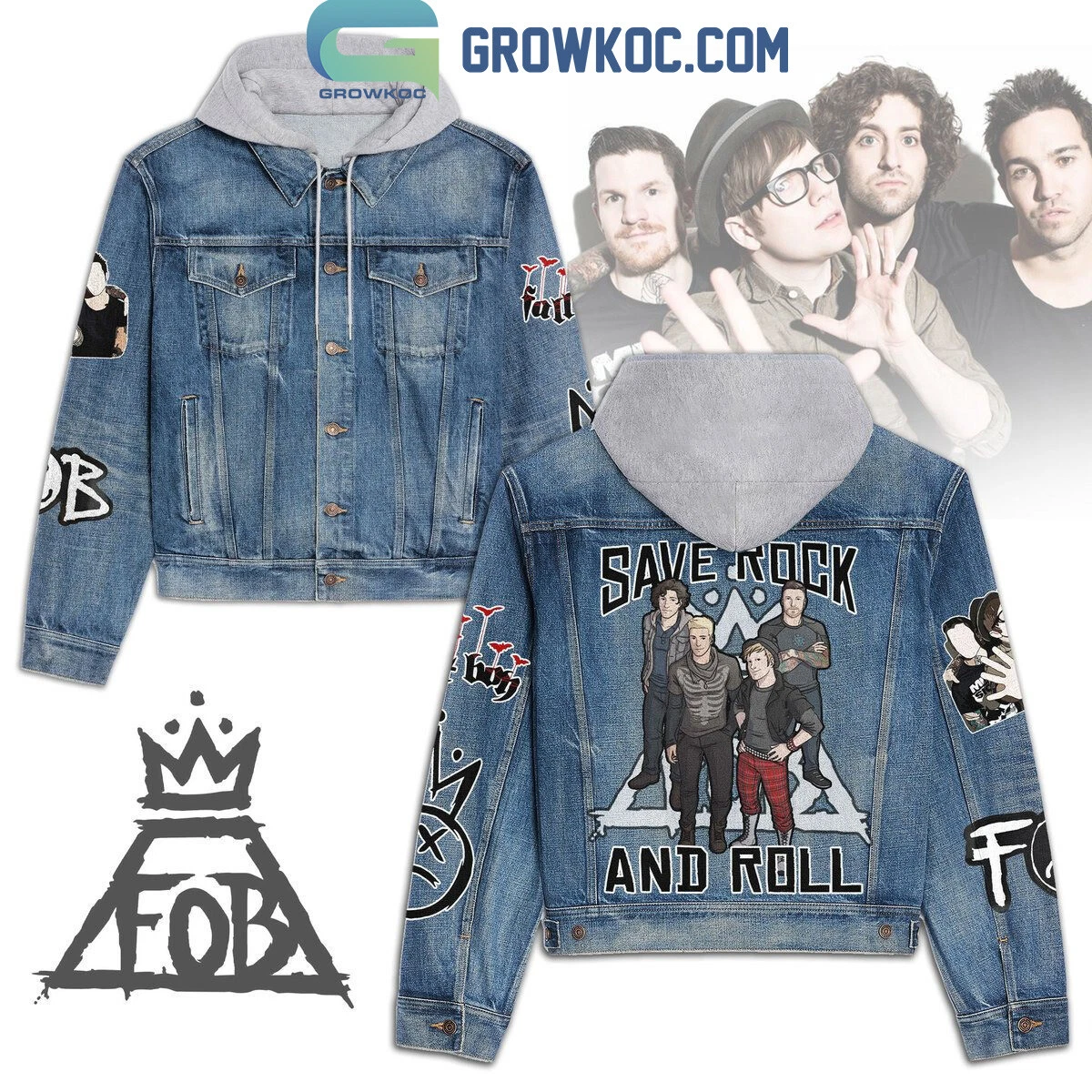 Fall Out Boy Save Rock And Roll Hooded Denim Jacket
