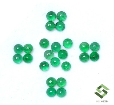 3.50 mm Natural Emerald Round Cabochon Lot 24 Pcs 4.89 CTS Loose Gemstones