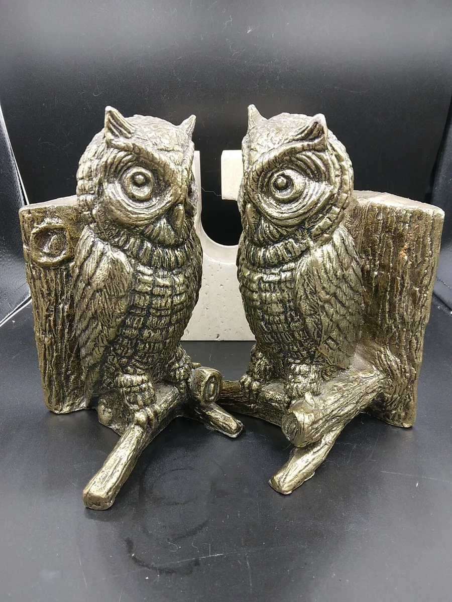 Owl Bookends, Detailed VINTAGE brass owls, Rare, 7”, Cast Brass, Hampton  Va. | eBay