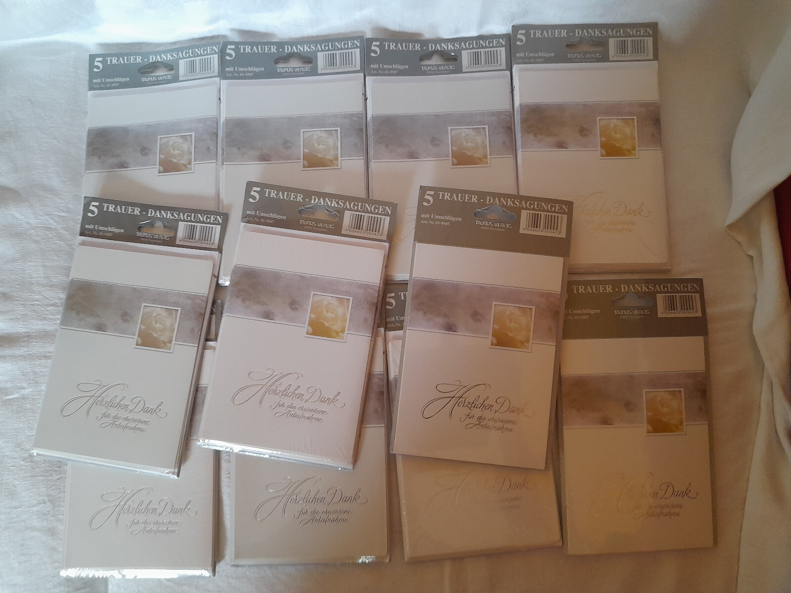 11 Pakete a 5 Karten "Trauer-Danksagungen" mit Umschlägen (für Weiterverkäufer)