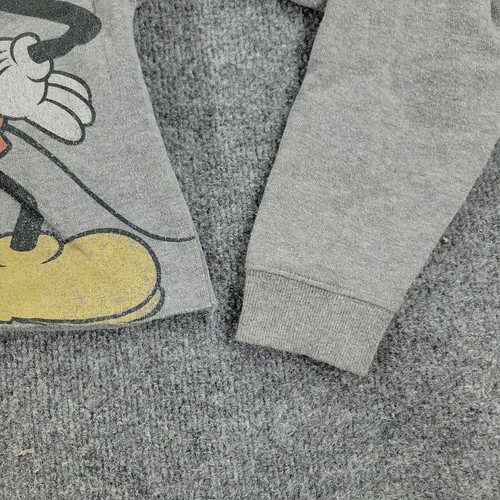 Disney Sweatshirt Women's Size XS Gray Mickey Mouse Crop Top Long Sleeve Stretch - Picture 5 of 13