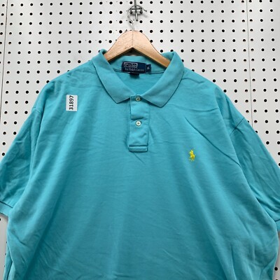 Polo Ralph Lauren Collared Shirt Mens XL BLue Yellow Pony Casual