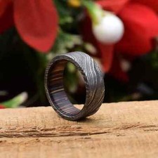 Damascus steel ring width 8mm custom handmade with beautiful packing