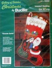 32224 BUCILLA "FIRESIDE SANTA" TOYS, CANDY 15" FELT STOCKING KIT - NIP CUTE