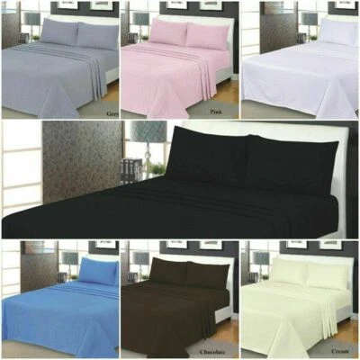 100%Brushed Cotton Flan Fitted Sheet Thermal Warm 32CM Deep Bedding All size UK