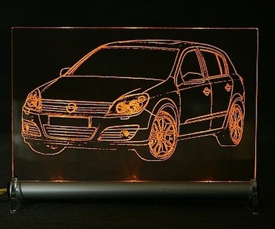 Opel Astra H  als AutoGravur auf LED Leuchtschild