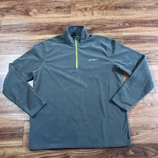 Eddie Bauer Sweater Mens Pullover 1/4 Zip Fleece Gray Sweatshirt Size Large Tall