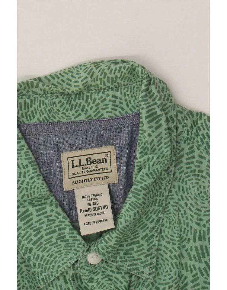 L.L.BEAN Mens Slightly Fitted Abstract Pattern Shirt Medium Green AT06 - Image 3 of 3