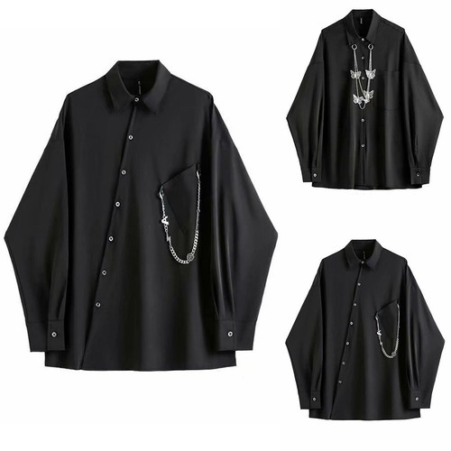 Camicia Uomo Gotica Slim Con Borchie - Maniche Lunghe In Misto Cotone - Abbigliamento Punk Rock Per Serate E Concerti