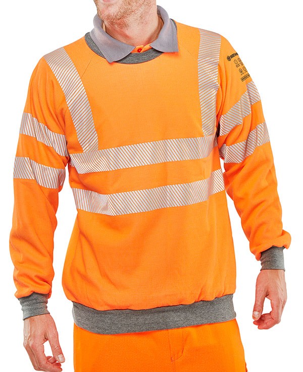 Beeswift Arc Compliant Hi-Vis Rail Spec Sweatshirt Orange Size S