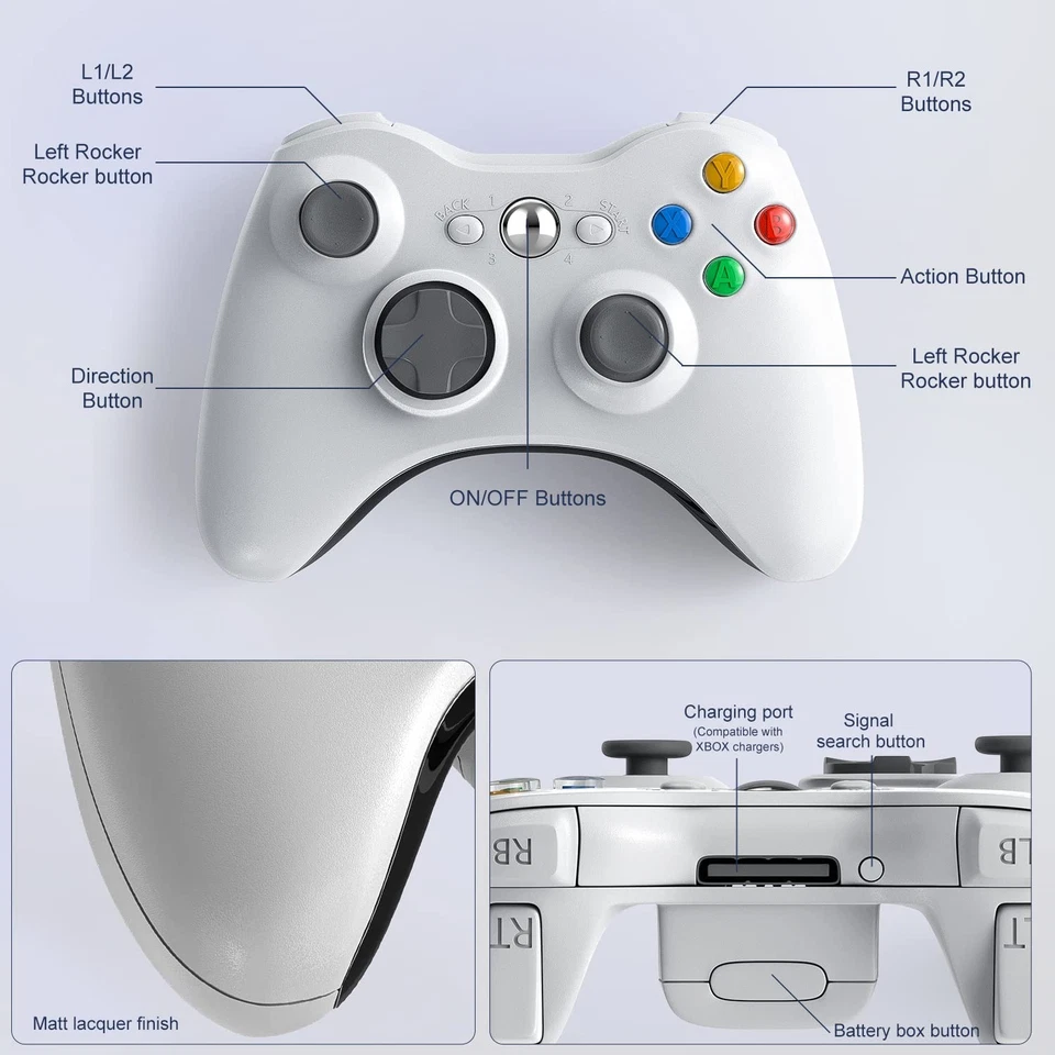ASTARRY PC Controller,Wireless Controller for WHITE  - Image 3 of 4