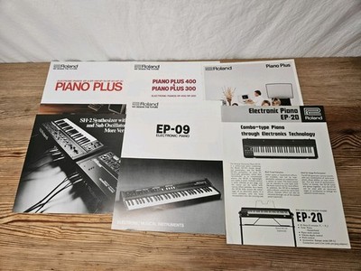 KONVOLUT 6 VINTAGE ROLAND VERKAUFSPROSPEKTE SH-2 HP-300 & 400 EP-20 EP-9 EP-11 HP-30