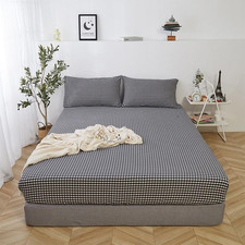 Wellboo Black And White Plaid Bed Sheets King Buffalo Black Grid Flat Sheets