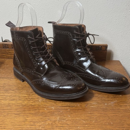Stafford Men’s 10 M Brown Leather Wingtip Brogue Ankle Boots